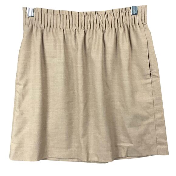 J. CREW Mini Skirt City Sidewalk Pleated Camel Tan Khaki sz 2 Wool Stretch - Picture 3 of 10